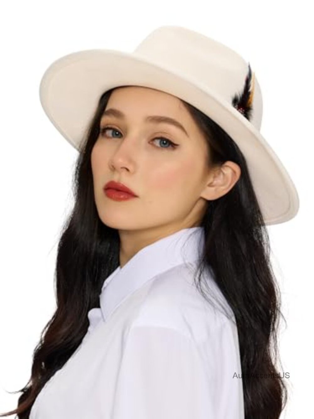 100% Wool Fedora Hat Wide Brim Adjustable Satin Lined Dress Church